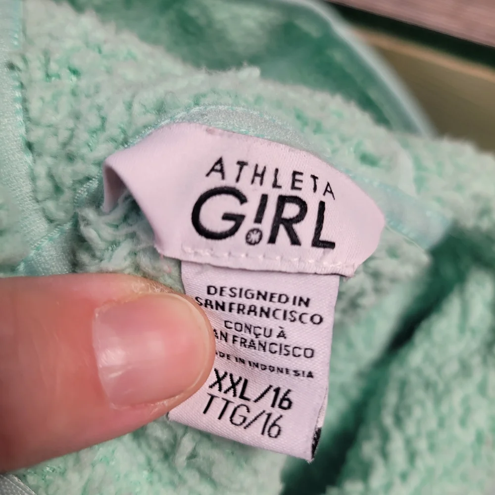 Athleta Girl‎ Sherpa Fleece Mint Green Sweatshirt Hoodie Size XXL 16